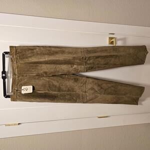 Men's Smalby Genuine Suede Leather Trousers - Brown